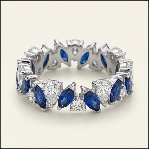 Sapphire and Diamond Eternity Band with a Modern Twist